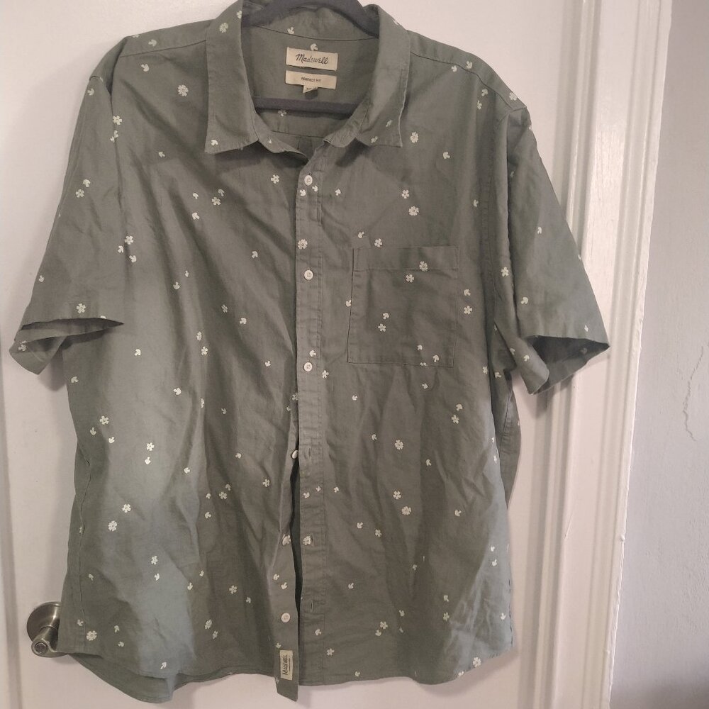 Madewell Shirt XXL Green Flower Mushroom